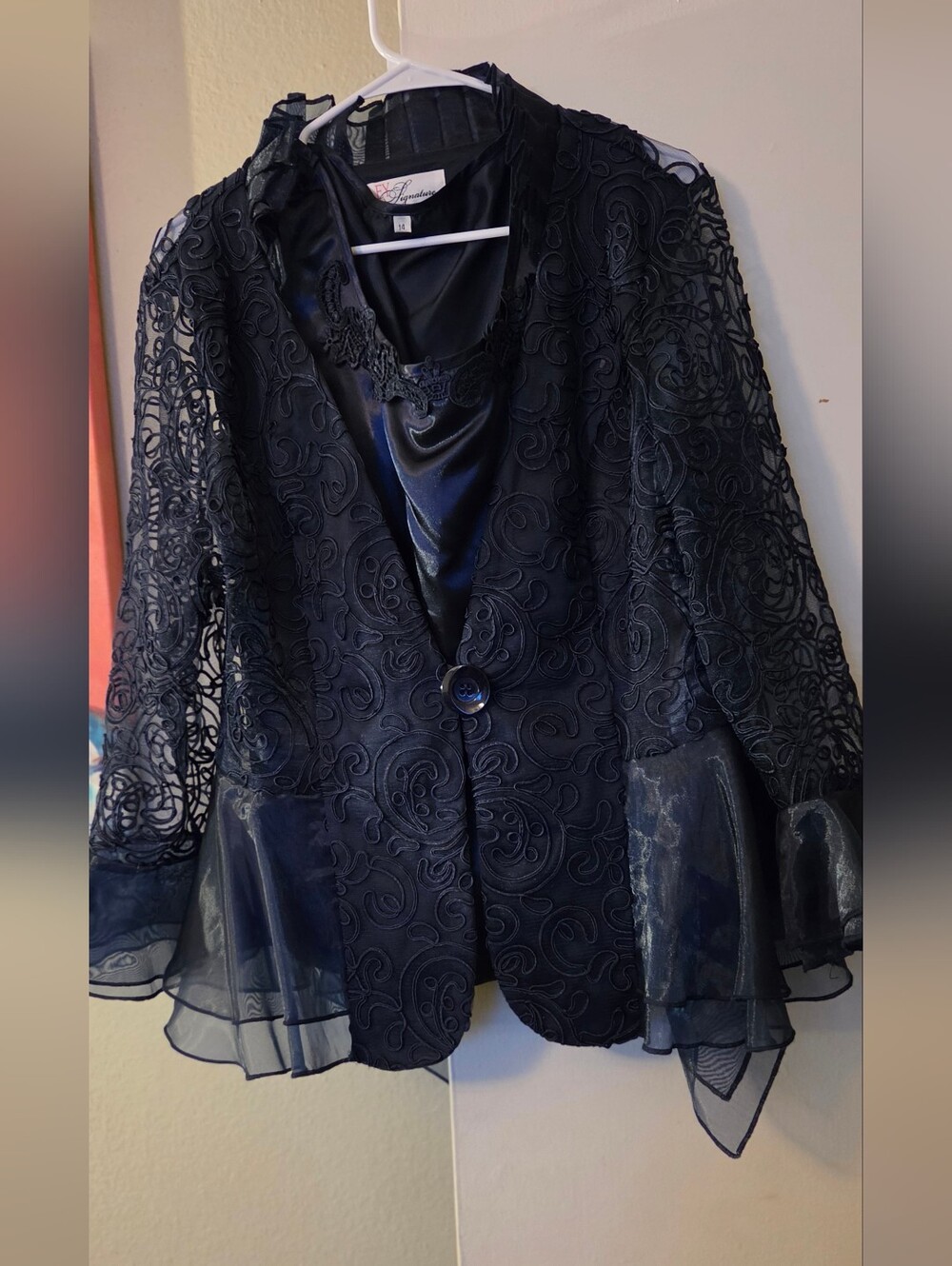 Signature (Navy Blue) Lace Overlay Skirt Set - Picture 2 of 4